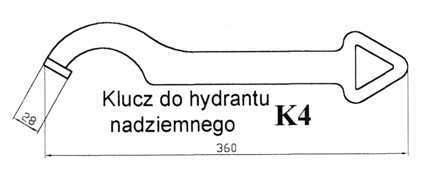 Klucz do hydrantu naziemnego K4 wymiary